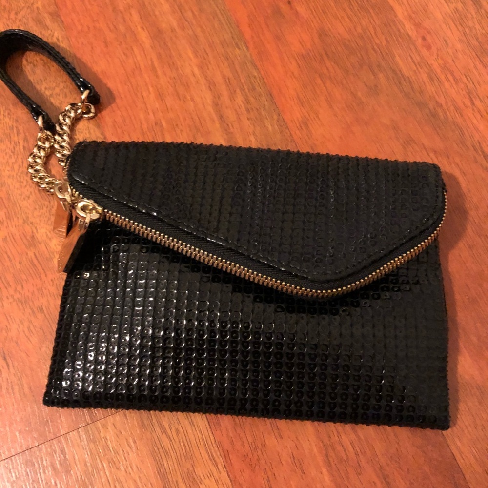 Henri Bendel Black Clutch/Wristlet W Gold Hardware